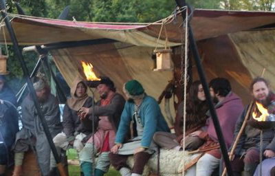Group under the sail tent