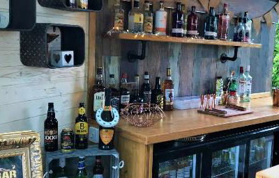 Vintage horse box bar inside 