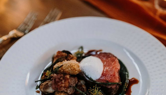 beef with oysters and samphire