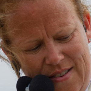 The owner, Charlotte Hill with one of her birds