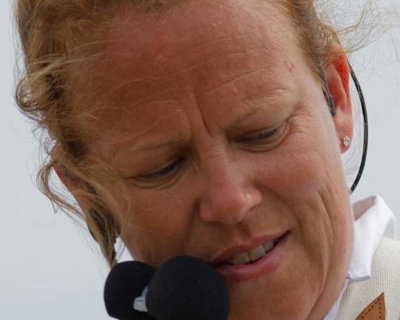 The owner, Charlotte Hill with one of her birds