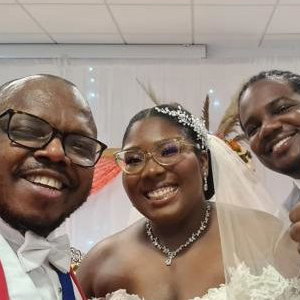 With a happy and lovely couple