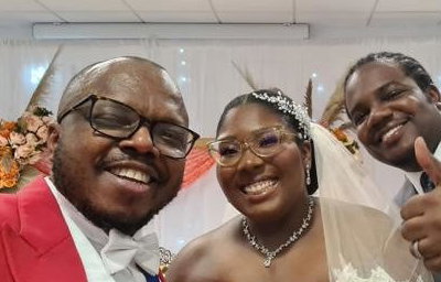 With a happy and lovely couple