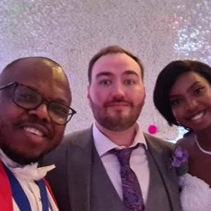 With a happy and lovely couple