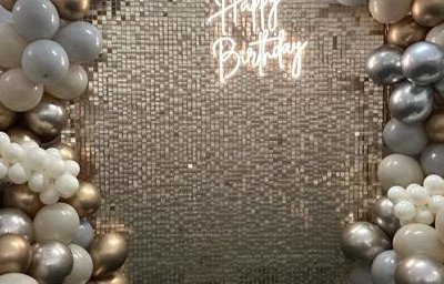 Tina Sequin Wall and balloon decor