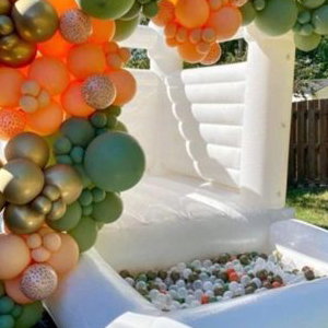 white bounchy castle cheeky events