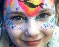Bright colour Mermaid Face paint with glitter
