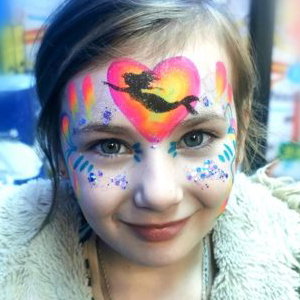Bright colour Mermaid Face paint with glitter