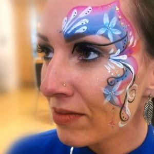 Eye Face Paint Flower Teardrop swirl  Pink and Blue