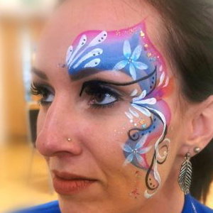Eye Face Paint Flower Teardrop swirl  Pink and Blue
