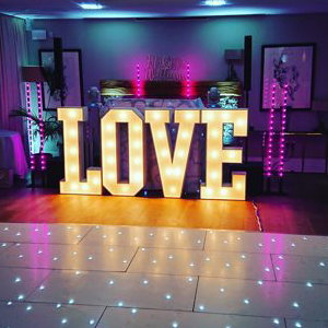 White LOVE lights 