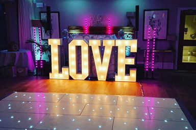 White LOVE lights 