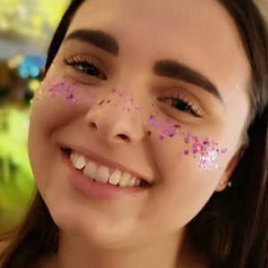 Glitter freckles and decouletage