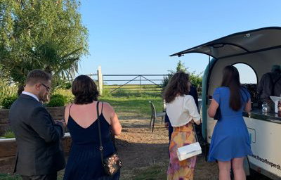 Delivering at a wedding.