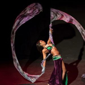 Dancing with ribbon veils