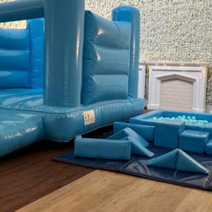 Indoor Pastel Blue Bouncy Castle and Soft Play Package