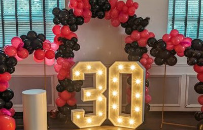 Black & Pink 30th Birthday Display