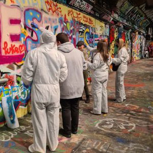 Graffiti team building at Leake street London with cockney green.jpeg