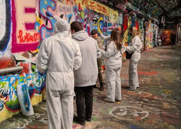 Graffiti team building at Leake street London with cockney green.jpeg