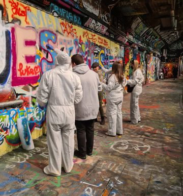 Graffiti team building at Leake street London with cockney green.jpeg