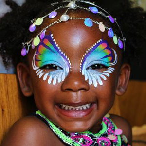 Rainbow butterfly face painting