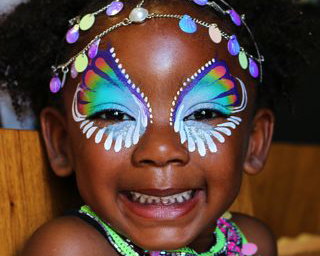 Rainbow butterfly face painting