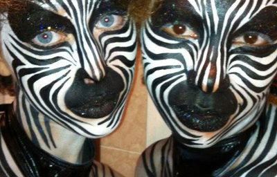 Zebra body painting