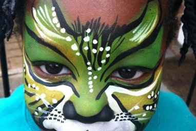 Green tiger face paint