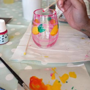 The Crafty Hen glass painting team group workshop