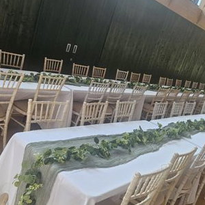 Limewash Chiavari Chair and Trestle Table Hire for a London Wedding