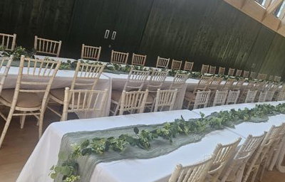 Limewash Chiavari Chair and Trestle Table Hire for a London Wedding