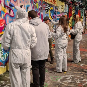 Graffiti team building at Leake street London with cockney green.jpeg